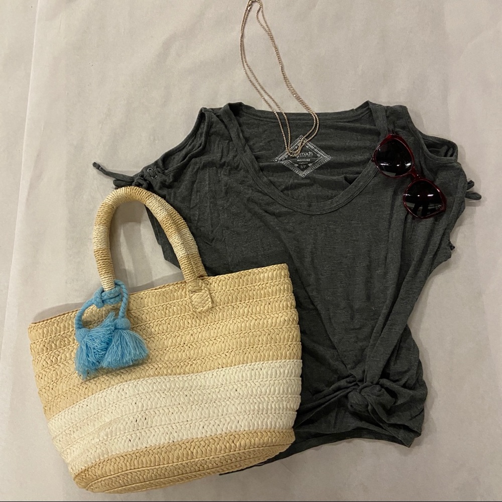 Bamboo/Organic Cotton Cold Shoulder Top Small